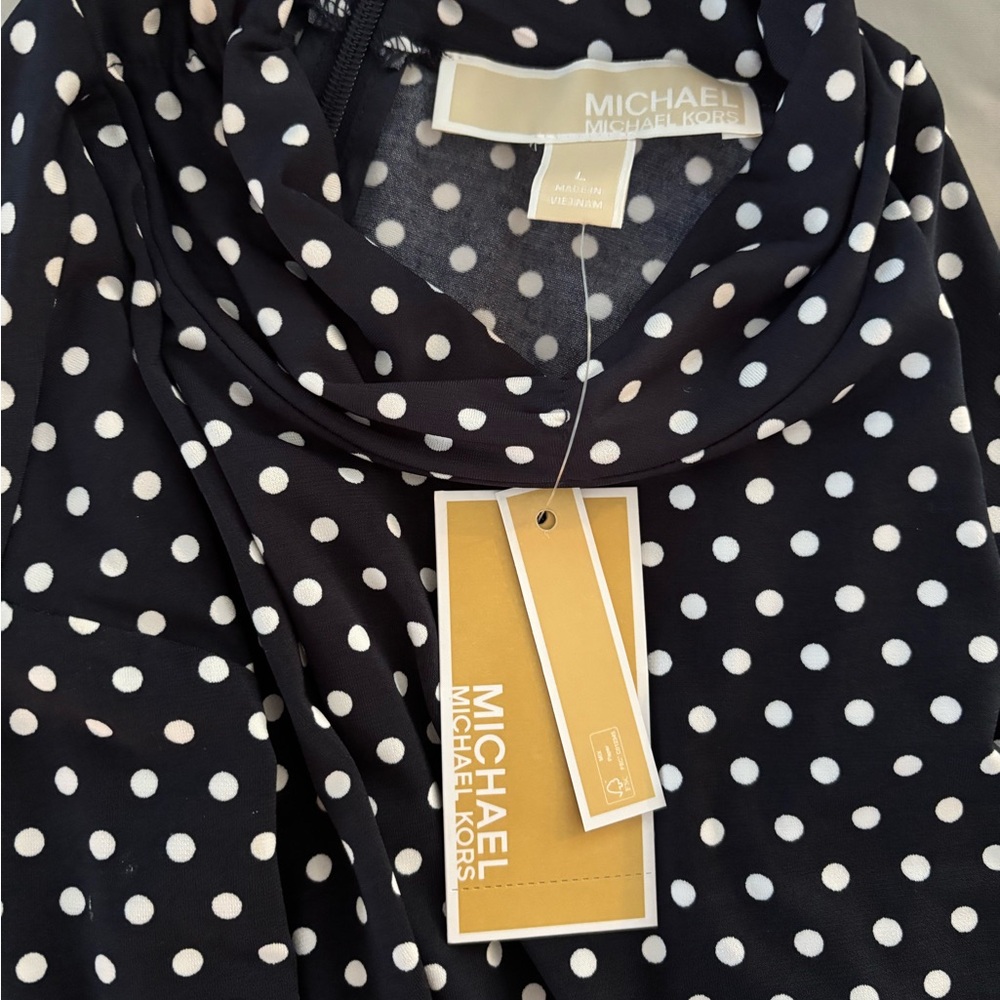MICHAEL Michael Kors Blue and White Blouse with Polka Dots - Picture 3 of 6